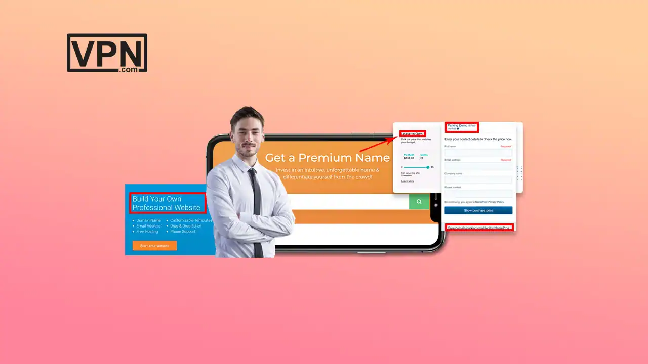 a man standing in front of a screen showing Alternative Monetization Strategies for Premium Domains