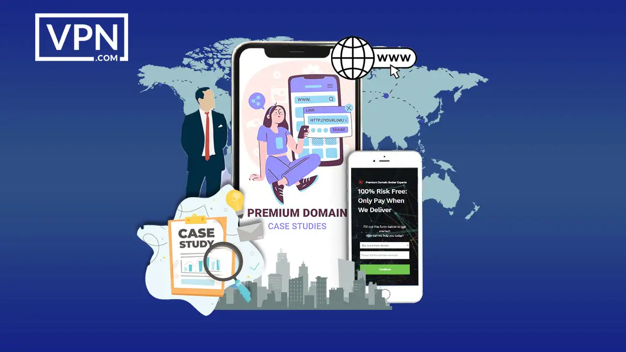 image with blue background showing Case Studies In Premium Domain Use