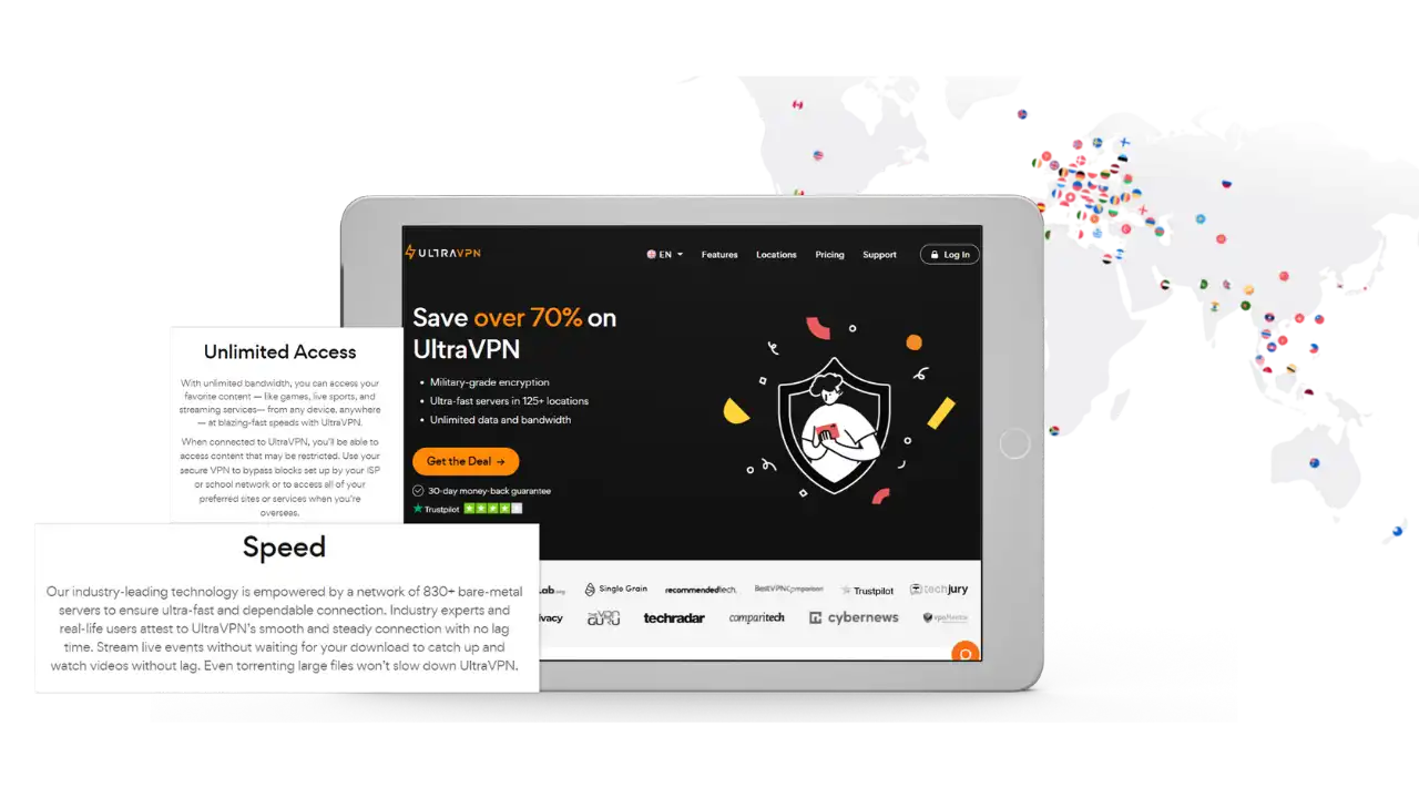 Features of UltraVPN for unlimited access and speed