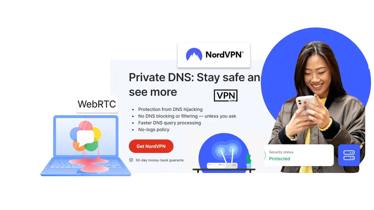 a woman standing in front of a laptop showing How NordVPN Protects Against Various Types Of Leaks