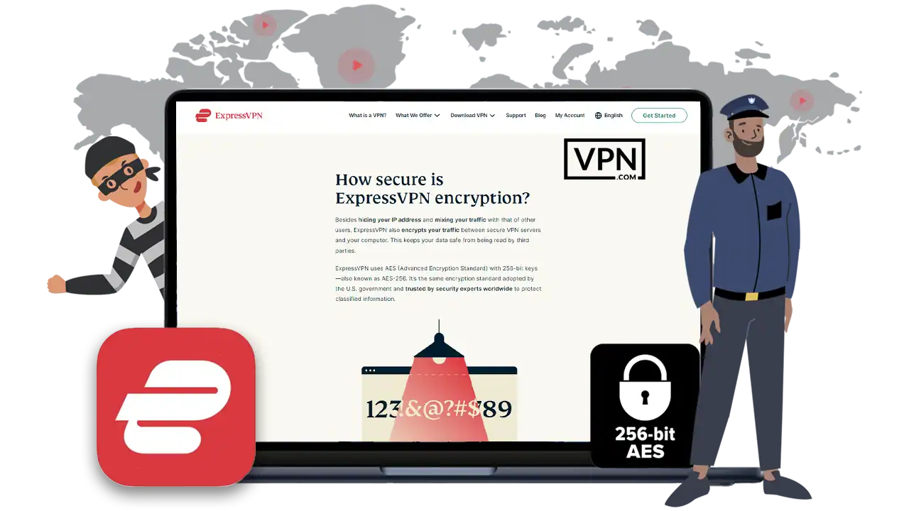 a man standing in front of a laptop showing How Secure Is ExpressVPN’s AES-256 Encryption