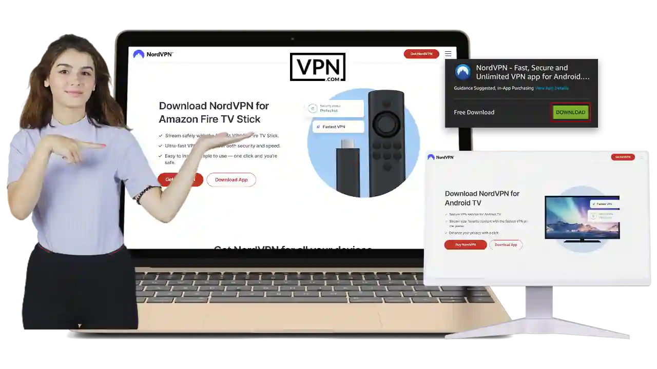 a laptop with a screen showing a website showing How User-Friendly Are NordVPN_s Apps for Amazon Fire TV and Android TV