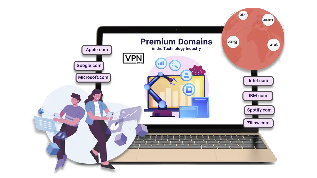 a laptop with a screen showing a couple of people Iconic Premium Domains in the Technology Industry