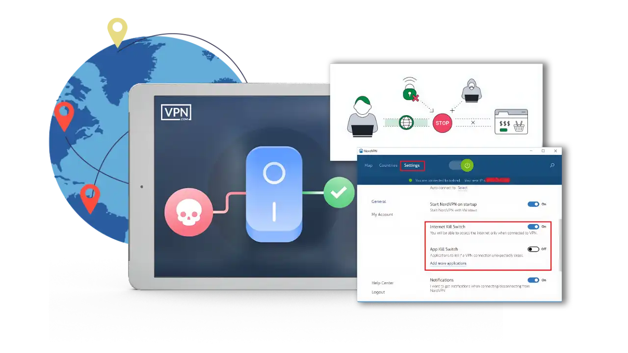 NordVPN's Advanced Features Kill Switch to maintain privacy during disconnections