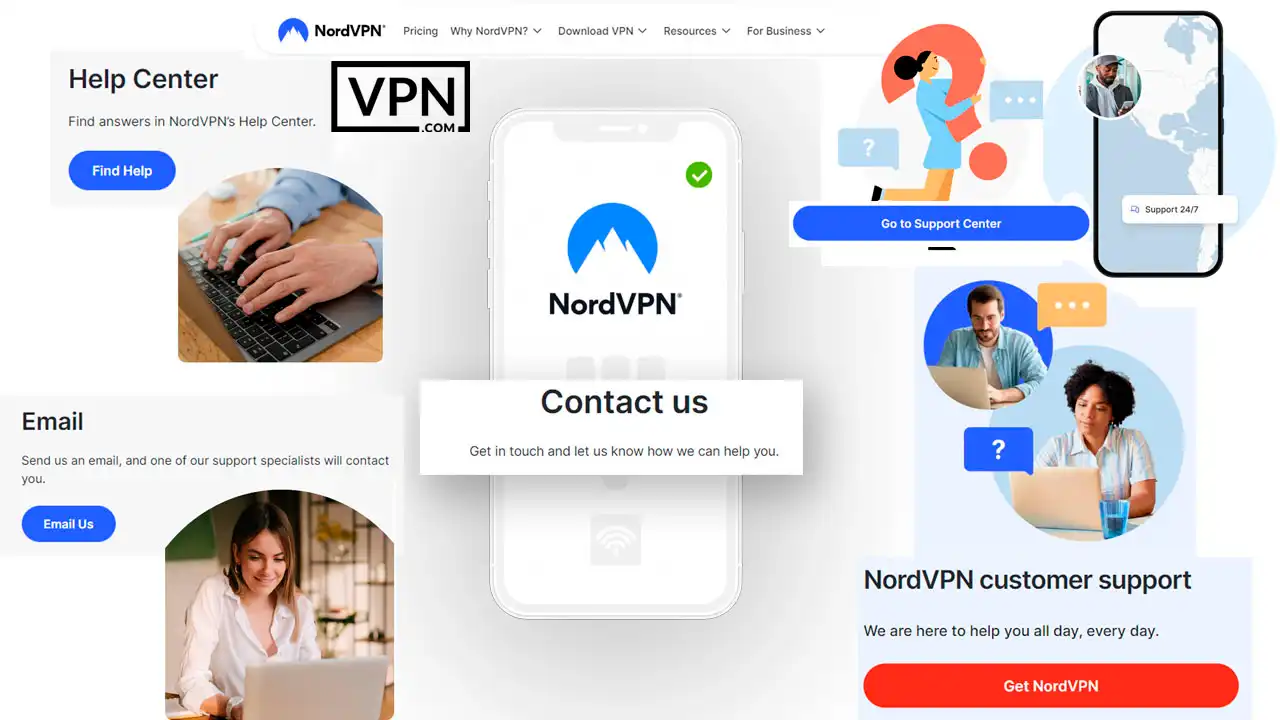 NordVPN customer support with help center, email, and troubleshooting options