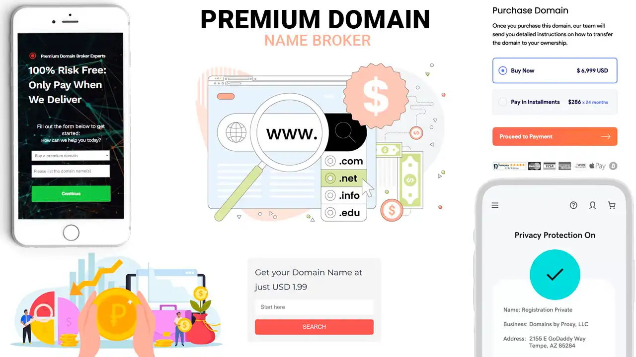 Premium domain name broker services