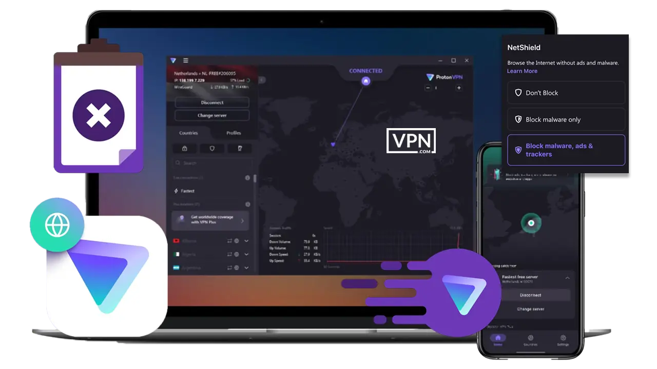 ProtonVPN interface highlighting security features for best VPN