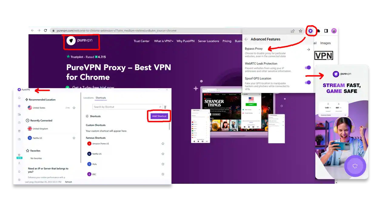 a screenshot of a computer PureVPN Browser Add-ons