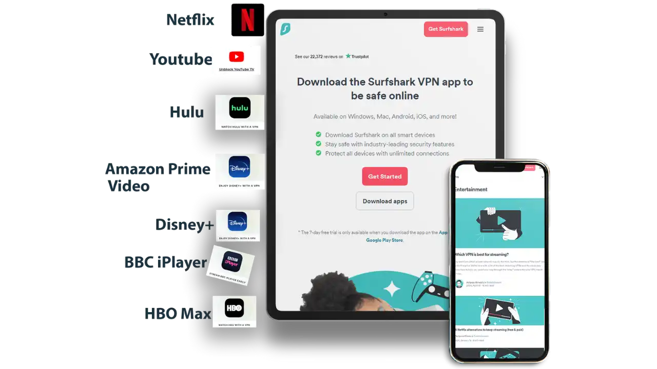 SurfShark VPN and Streaming Sites