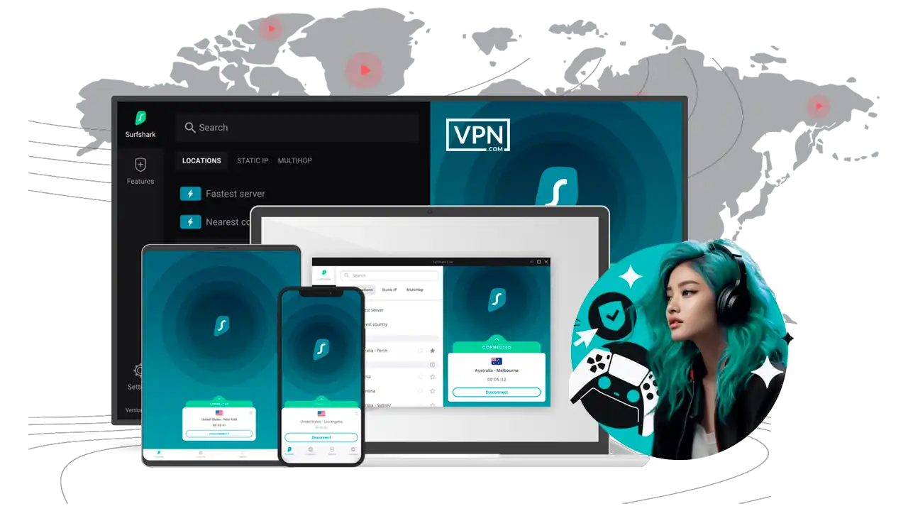 Surfshark multi-device compatibility for gaming VPNs