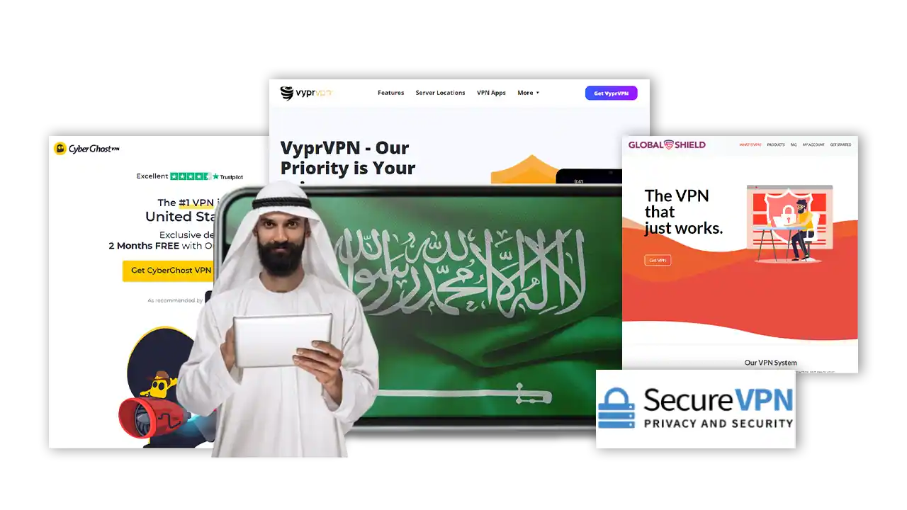 a man holding a tablet showing VPNs that support Arabic