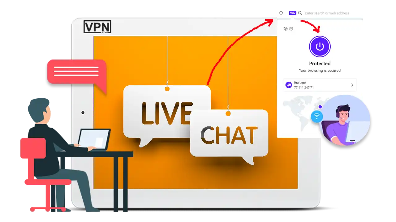 Live chat support for VPN users including various VPN logos