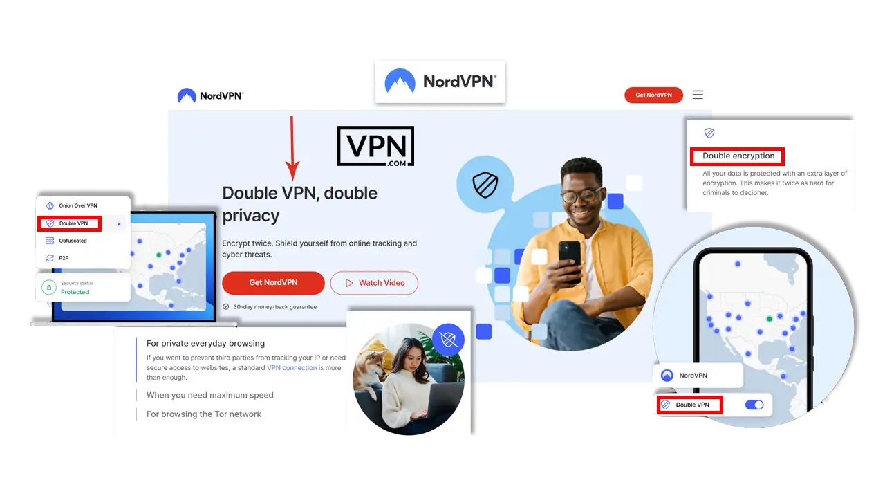 NordVPN Advanced Server Features highlighting double VPN for enhanced security