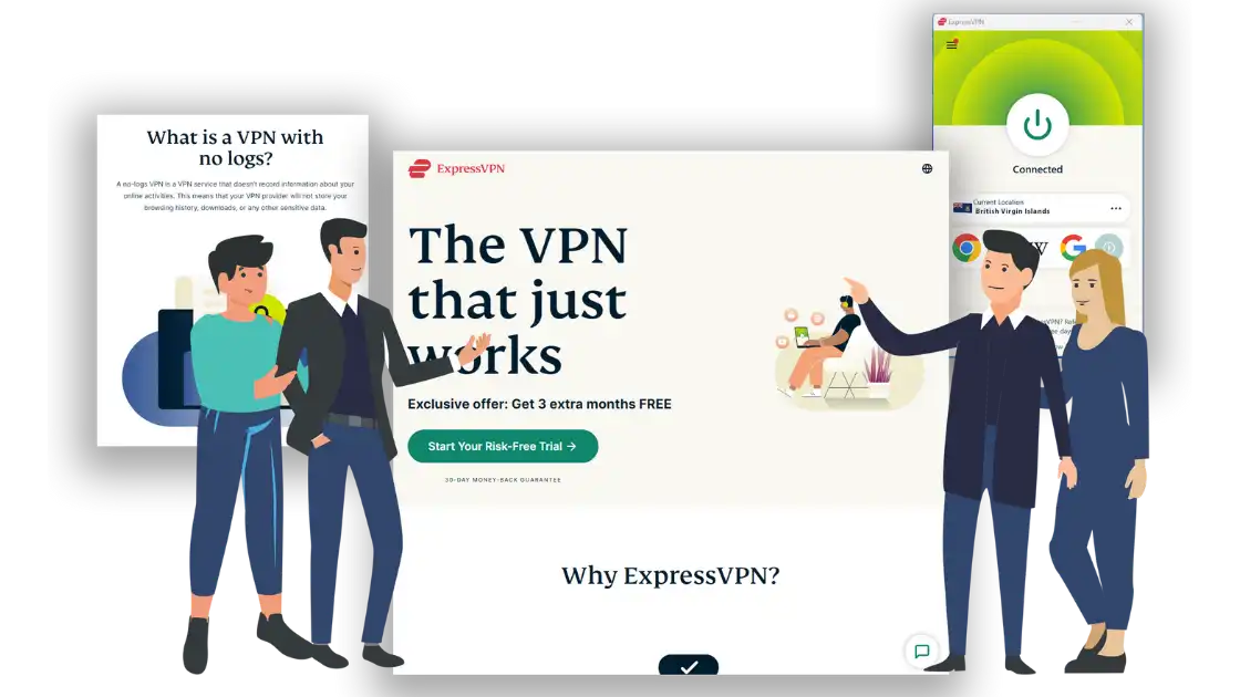 ExpressVPN homepage with trial offer